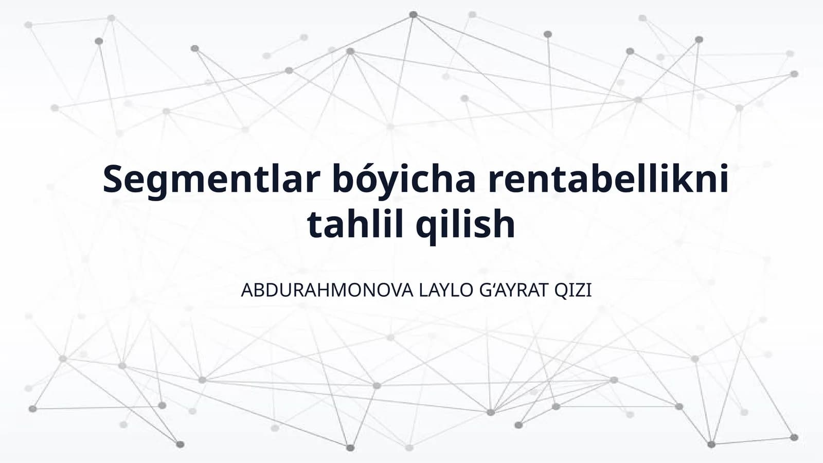 Segmentlar bóyicha rentabellikni tahlil qilish