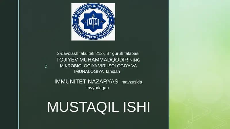 IMMUNITET NAZARYASI