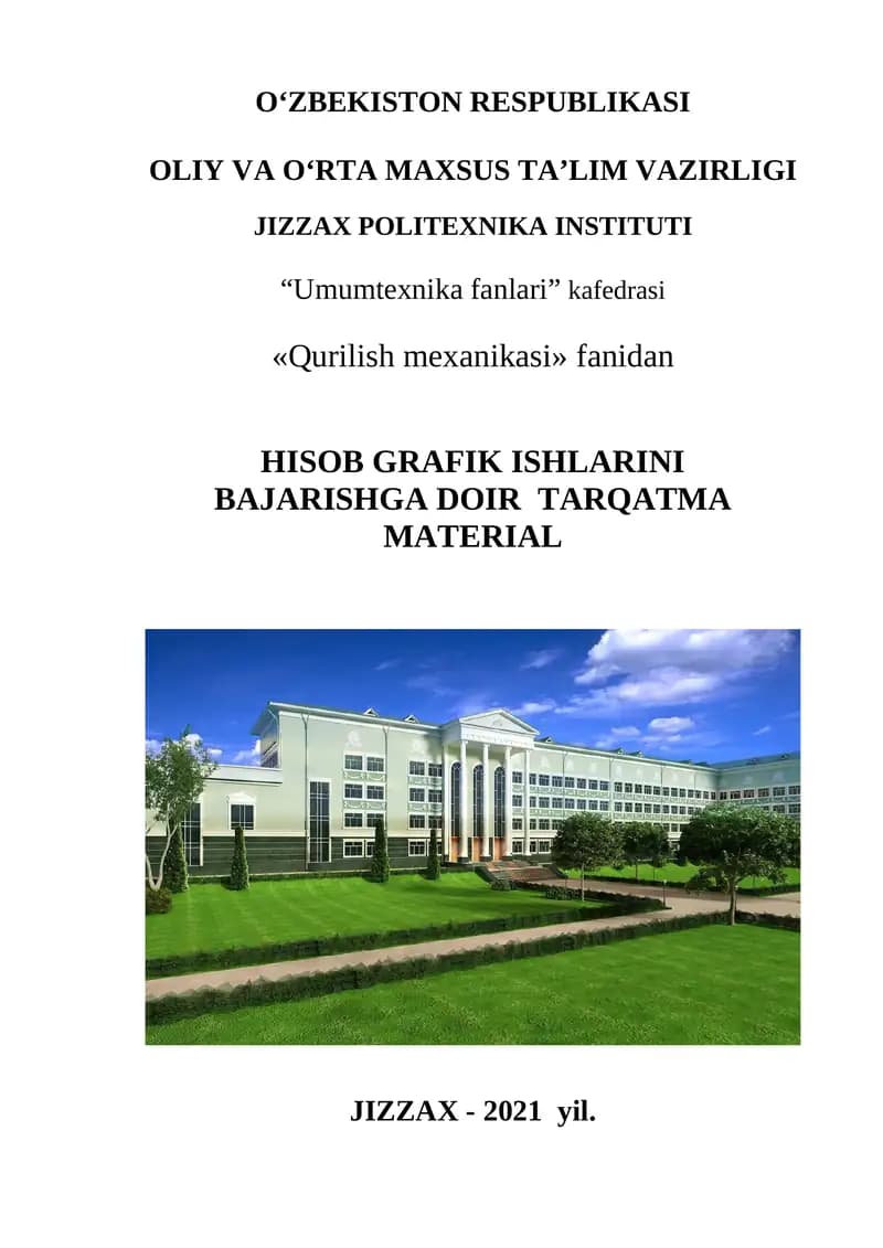 HISOB GRAFIK ISHLARINI BAJARISHGA DOIR TARQATMA MATERIAL