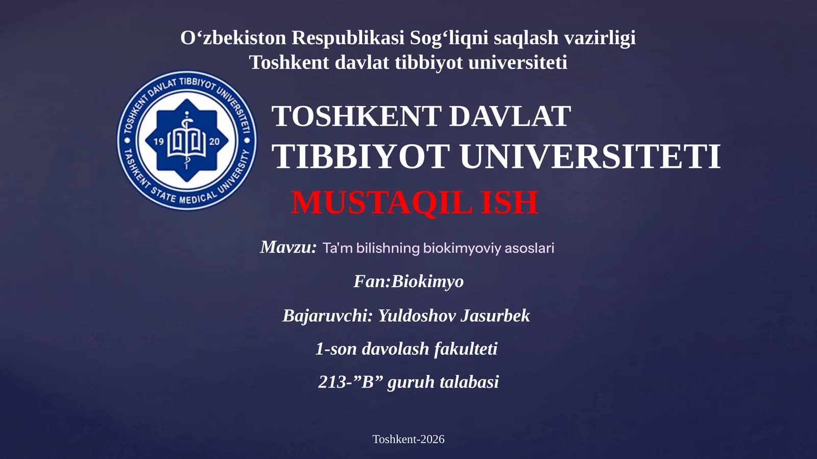 Ta'm bilishning biokimyoviy asoslari
