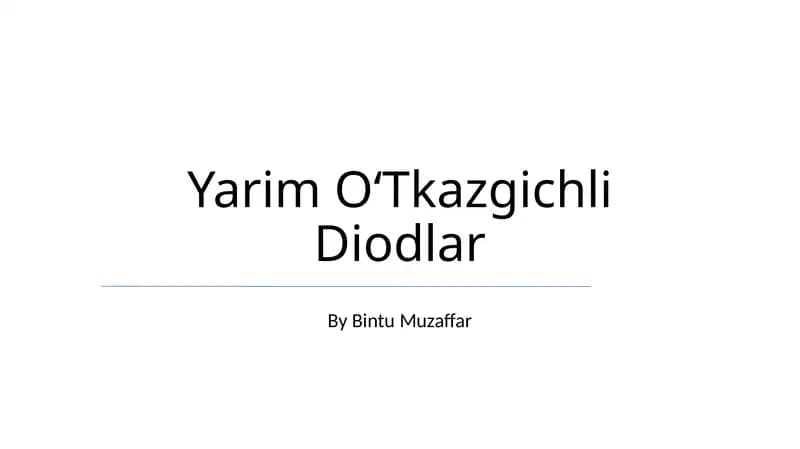 Yarim OʻTkazgichli Diodlar