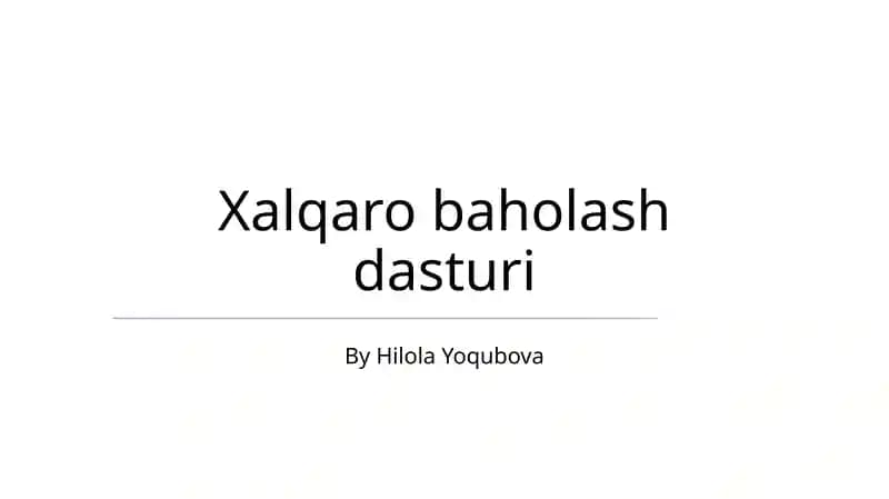 Xalqaro baholash dasturi
