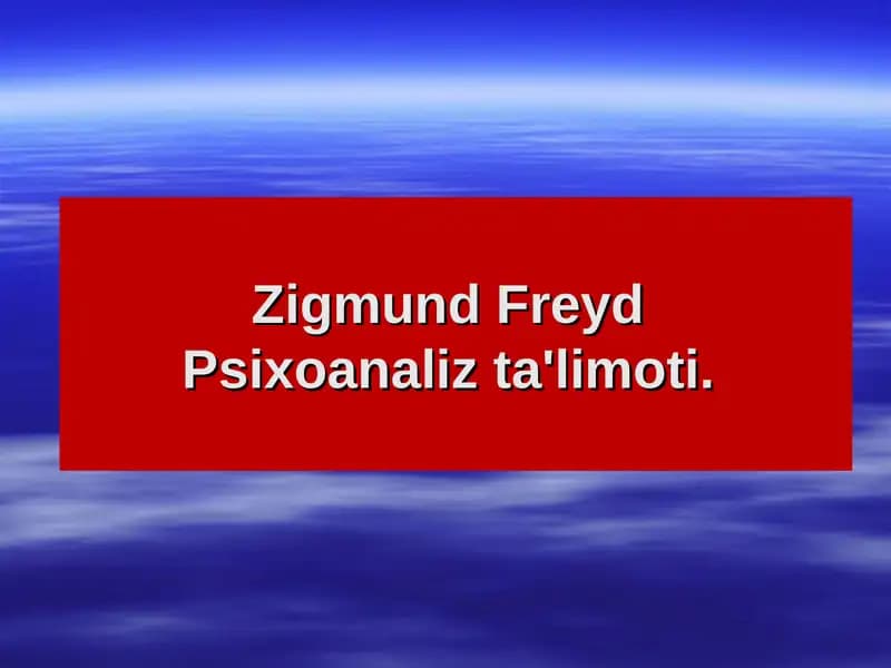 Zigmund Freyd Psixoanaliz Ta'limoti