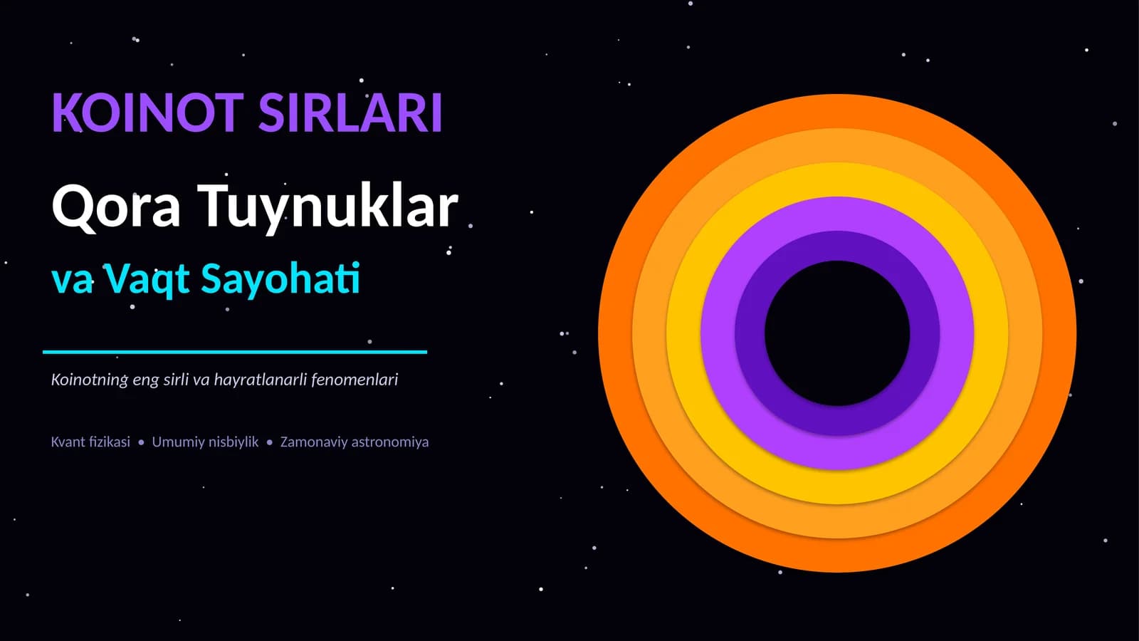 Koinot Sirlari: Qora Tuynuklar va Vaqt Sayohati — Taqdimot
