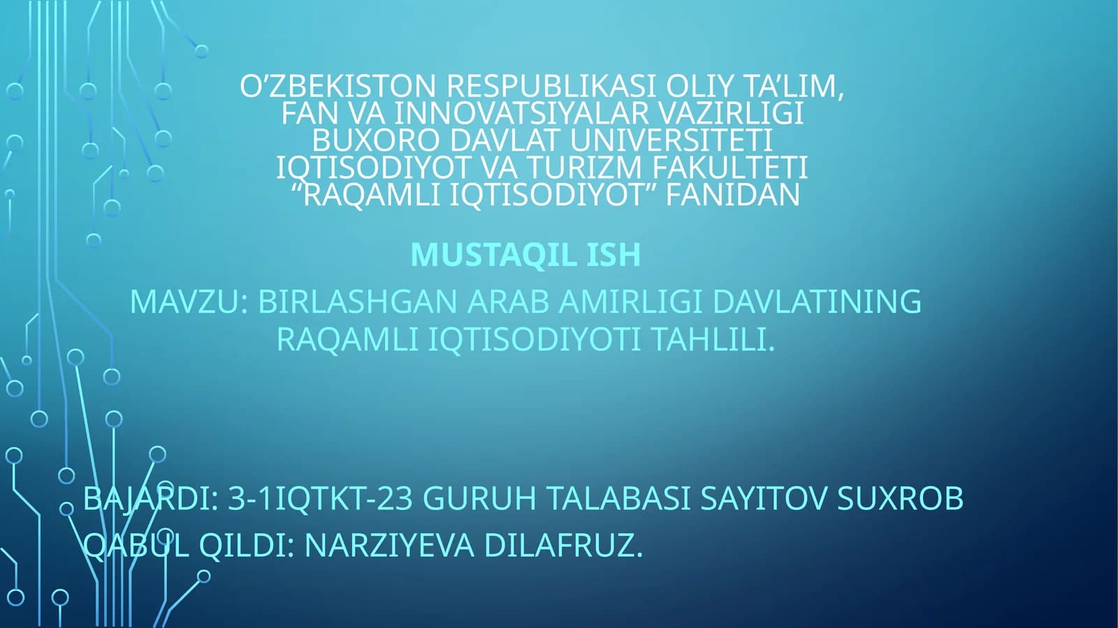 Raqamli iqtisodiyot tahlili