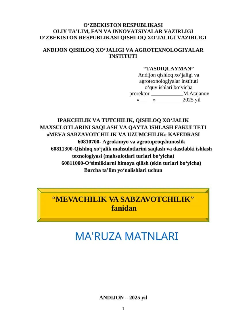 Mevachilik va sabzavotchilik