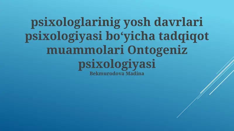 Ontogenetik Psixologiyasi