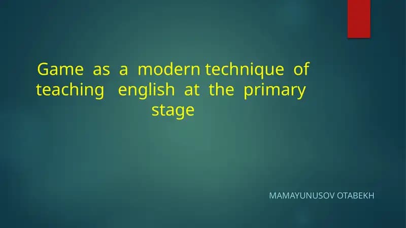 Game as a modern technique of teaching English at the primary stage