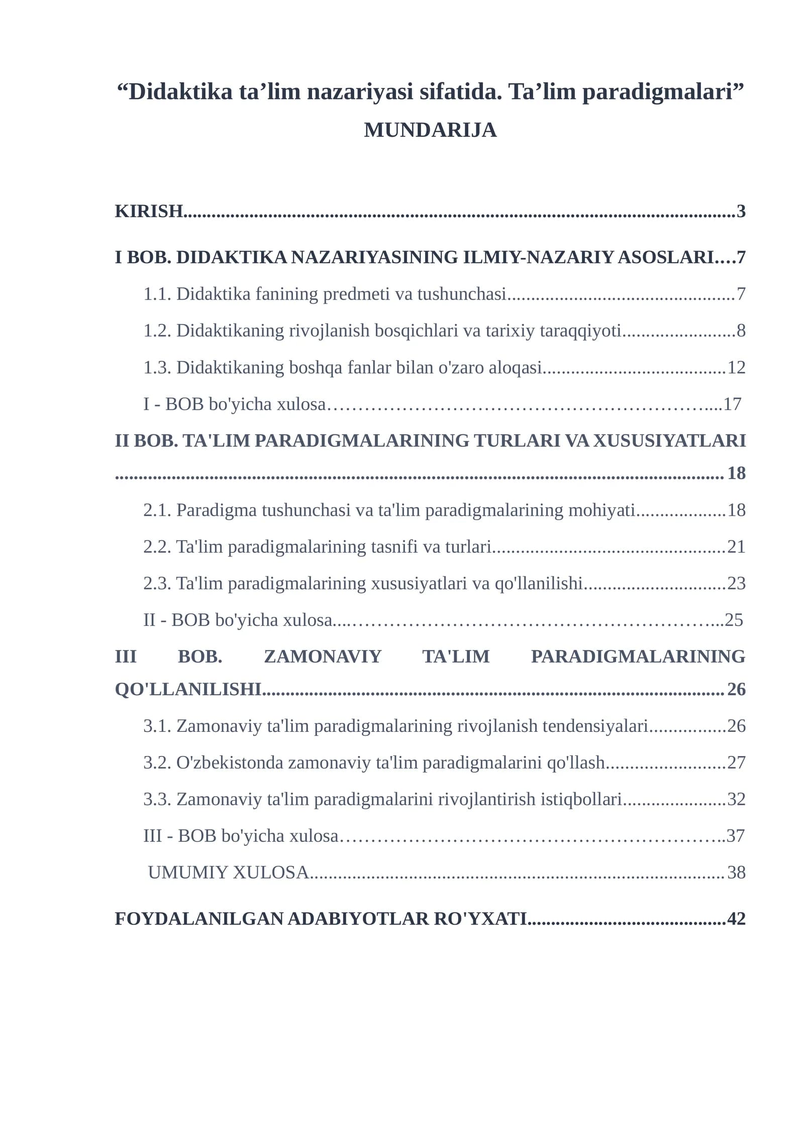 Didaktika ta’lim nazariyasi sifatida. Ta’lim paradigmalari