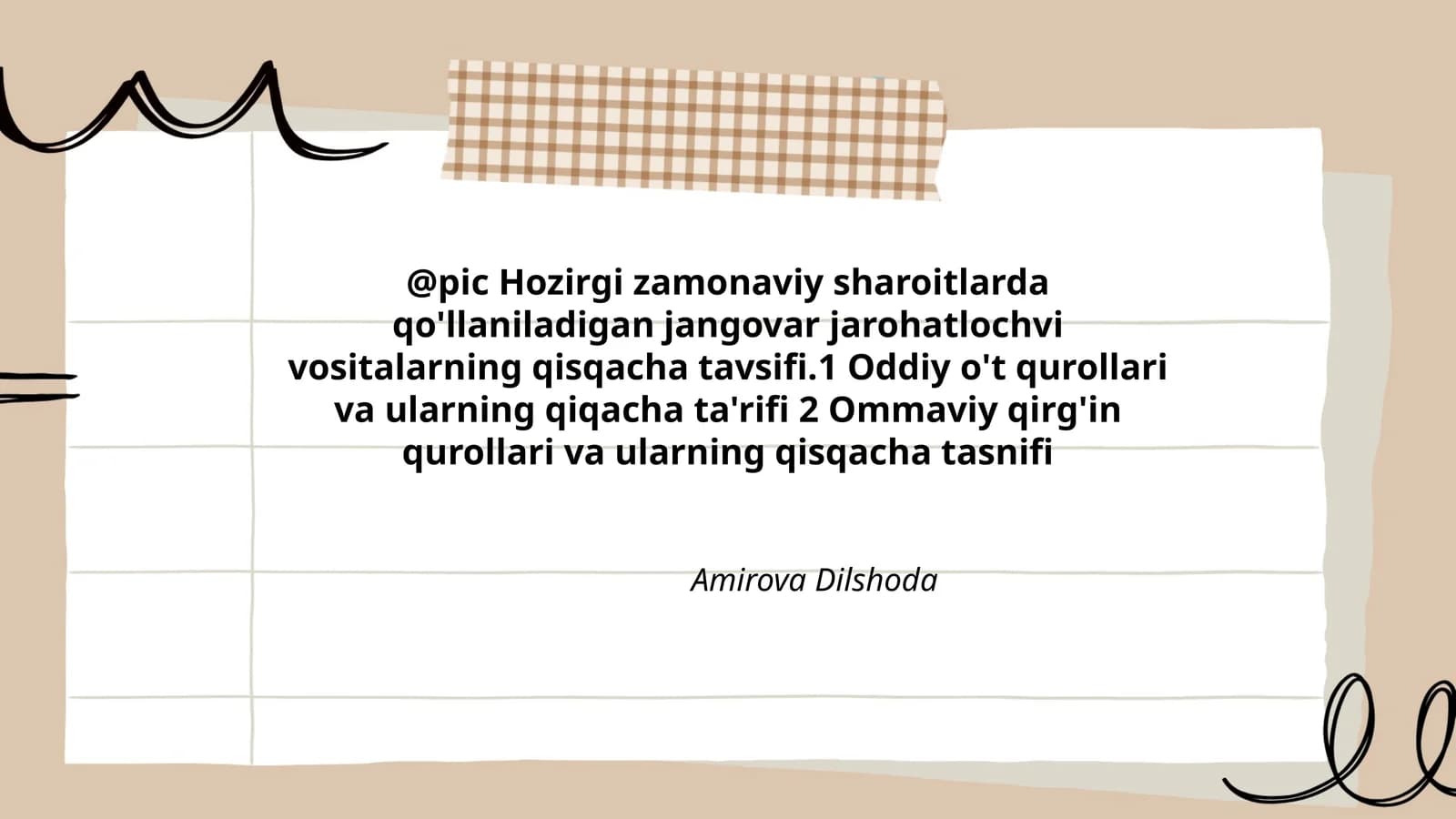 Oddiy o't qurollari va ularning qiqacha ta'rifi