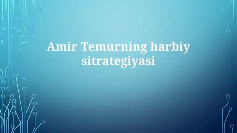 Temurning Harbiy Strategiyasi