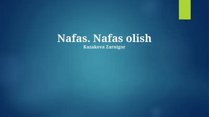 Nafas. Nafas olish