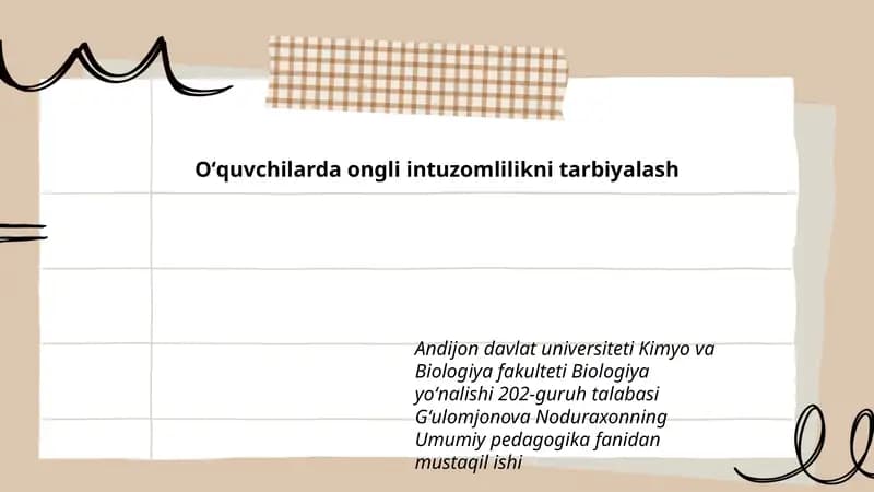 Umumiy pedagogika fanidan mustaqil ish