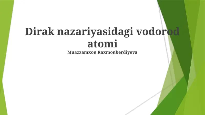 Dirak nazariyasidagi vodorod atomi