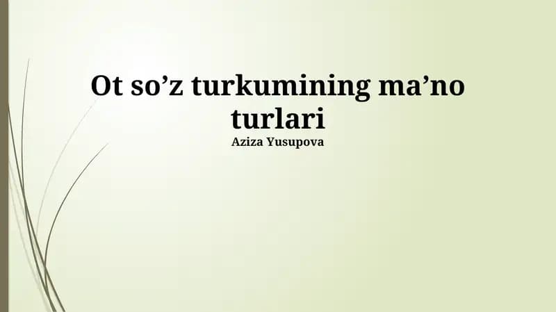 Ot so’z turkumining ma’no turlari