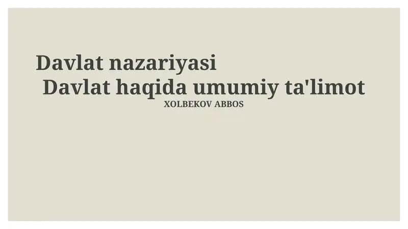 Davlat nazariyasi
