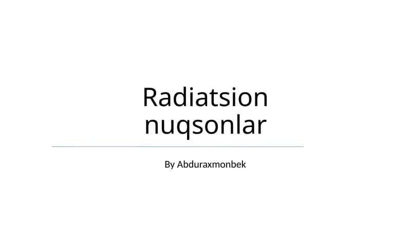 Radiatsion nuqsonlar