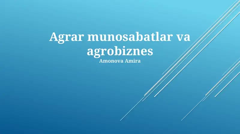 Agrar munosabatlar va agrobiznes