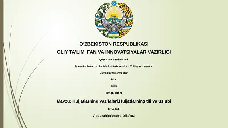 Hujjatlarning vazifalari va tili