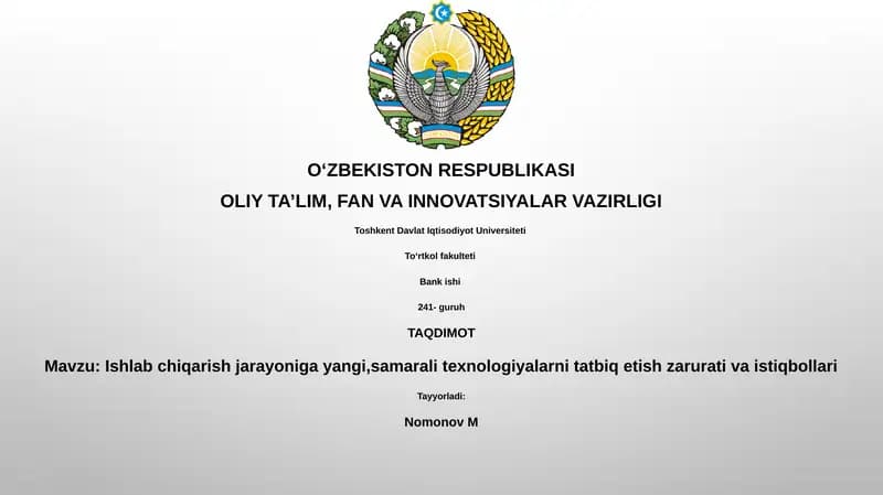 Yangi texnologiyalarni joriy etish zarurati