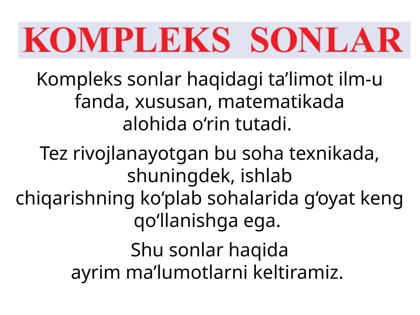 Matematikada algebra tushunchalari