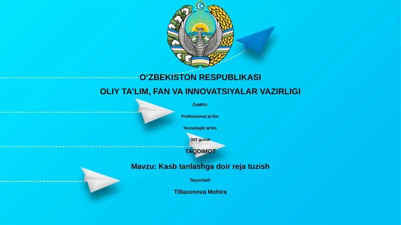 Kasb tanlashga doir reja tuzish
