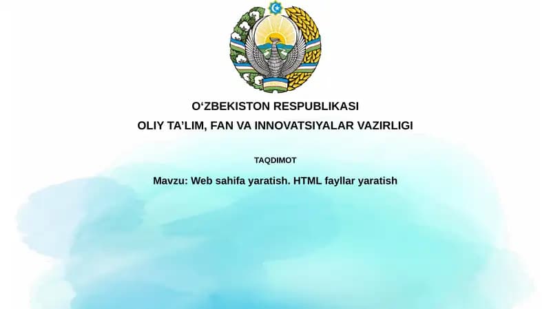 HTML fayllari yaratish