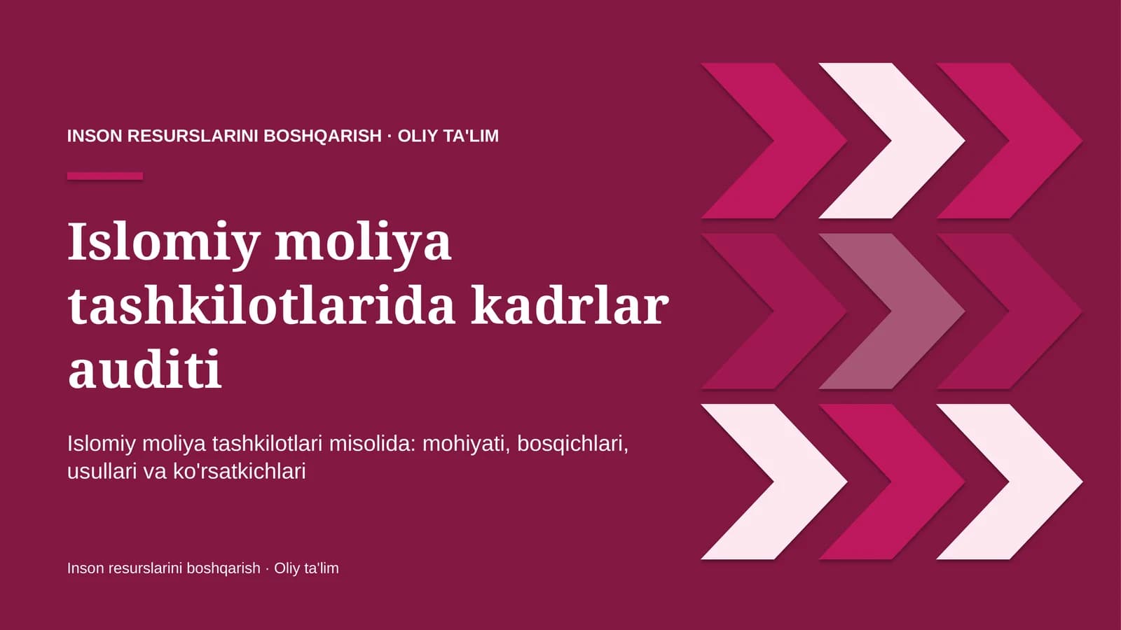 Islomiy moliya tashkilotlarida kadrlar auditi