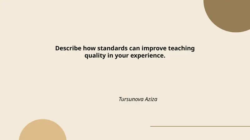 Standards for Teaching Quality