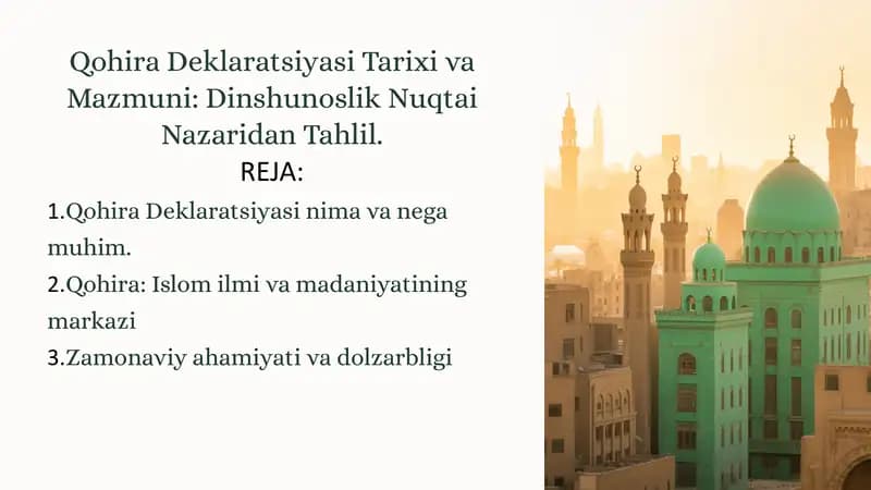 Qohira Deklaratsiyasi Tarixi va Mazmuni