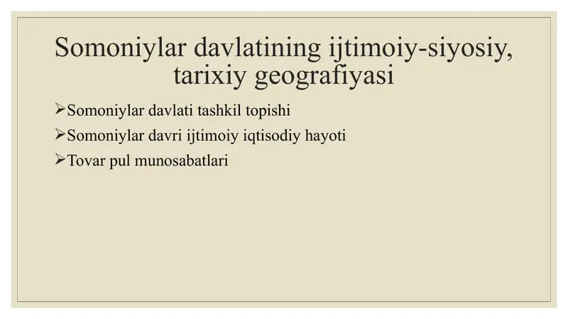 Somoniylardavlatining ijtimoiy-siyosiy, tarixiy geografiyasi
