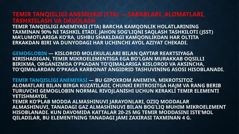 TEMIR TANQISLIGI ANEMIYASI (TTA)
