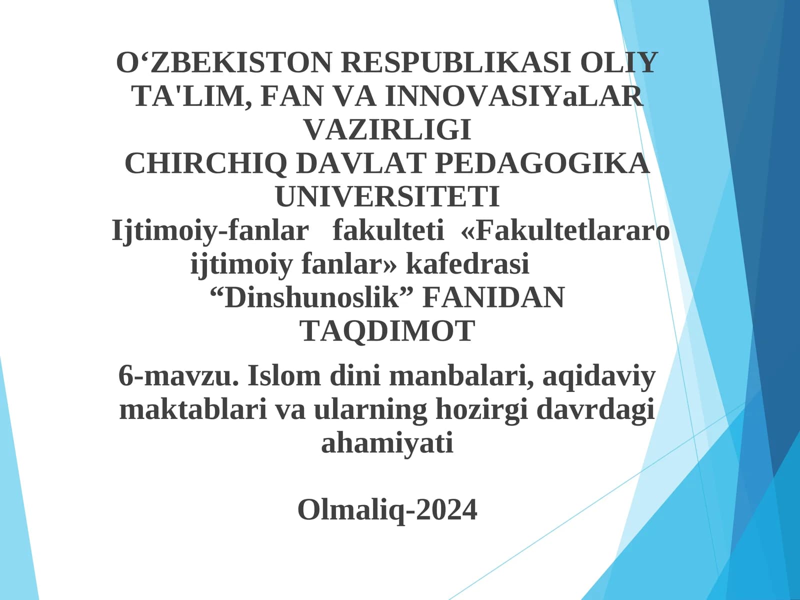 Dinshunoslik TAQDIMOT