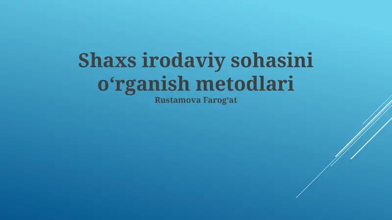 Shaxs irodaviy sohasini oʻrganish metodlari