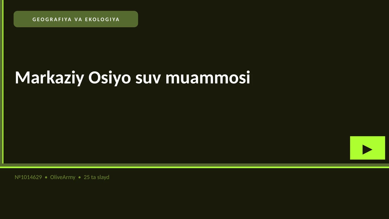 Markaziy Osiyo suv muammosi