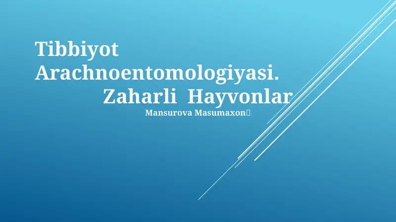 Tibbiyot Arachnoentomologiyasi