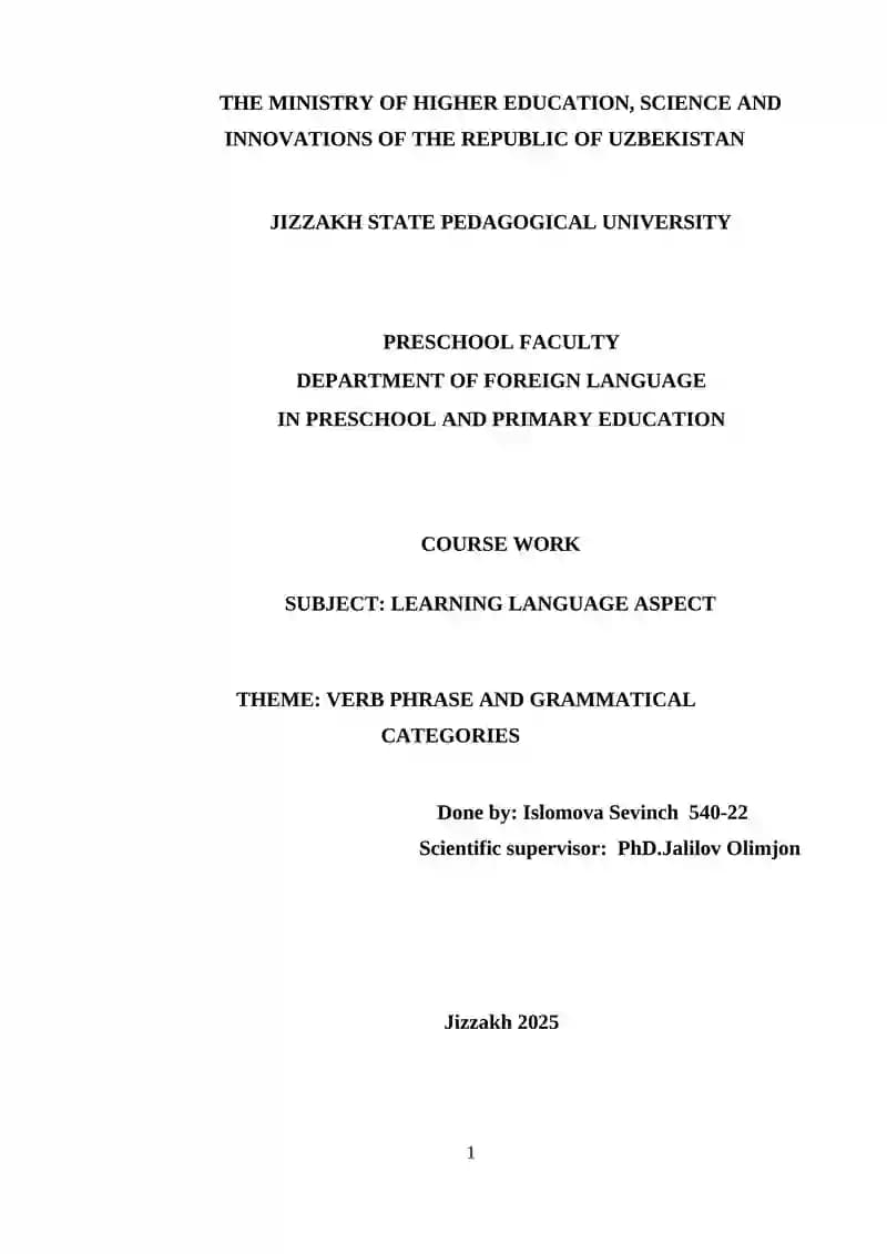 COURSE WORK ON LEARNING LANGUAGE ASPECT