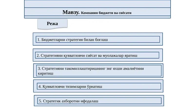 Бюджетларни стратегия билан боғлаш