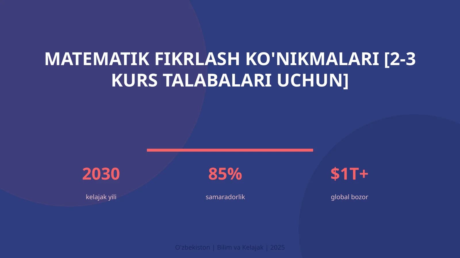 Matematik fikrlash ko'nikmalari [2-3 kurs talabalari uchun]