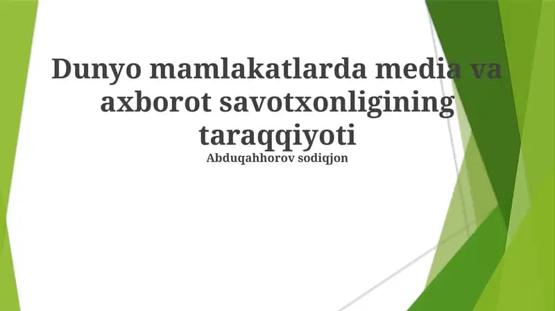 Media va axborot savodxonligini rivojlantirish