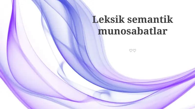Leksik semantik munosabatlar