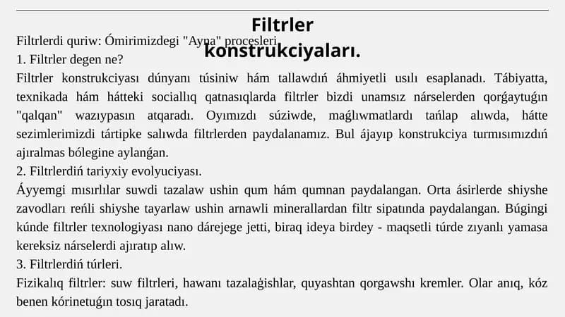 Filtrler konstrukciyaları