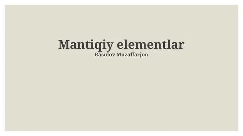 Mantiqiy elementlar
