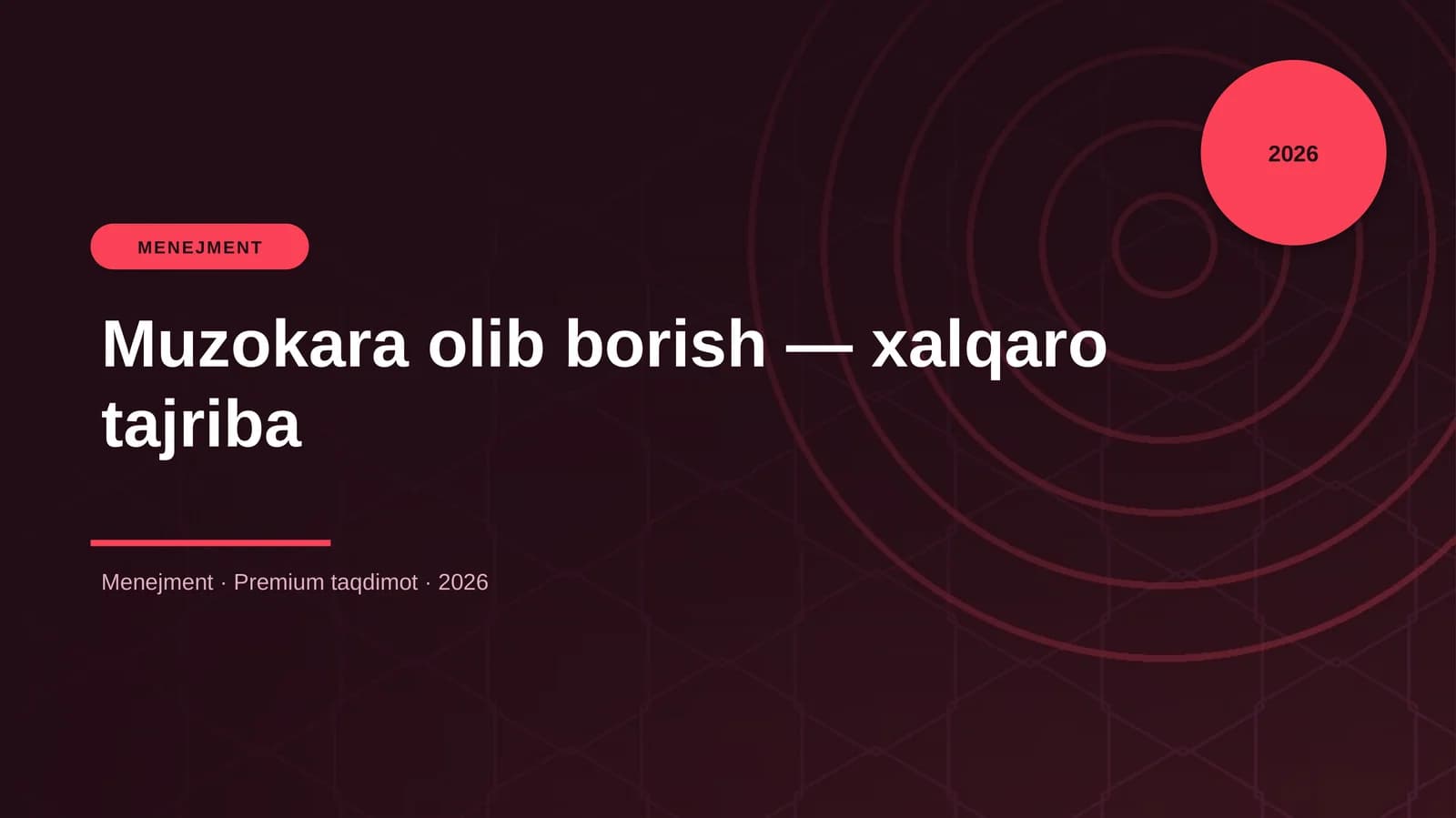 Muzokara olib borish — xalqaro tajriba