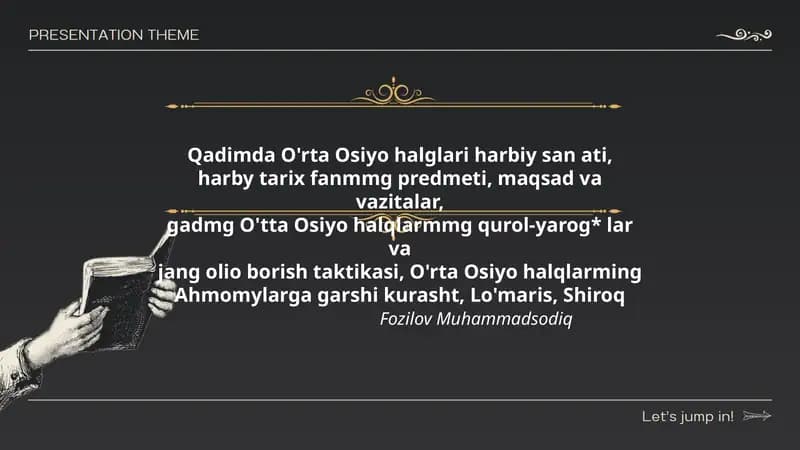 Qadimda O'rta Osiyo halglari harbiy sanati