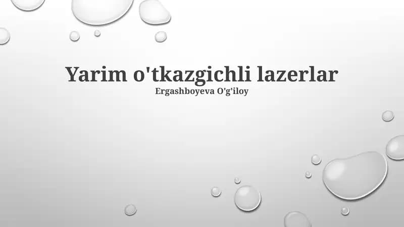 Yarim o'tkazgichli lazerlar