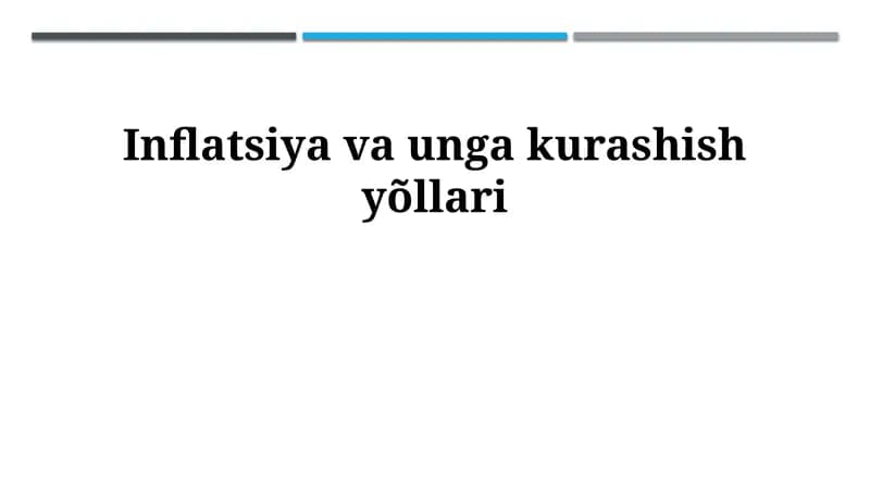 Inflyatsiya va unga kurashish yõllari
