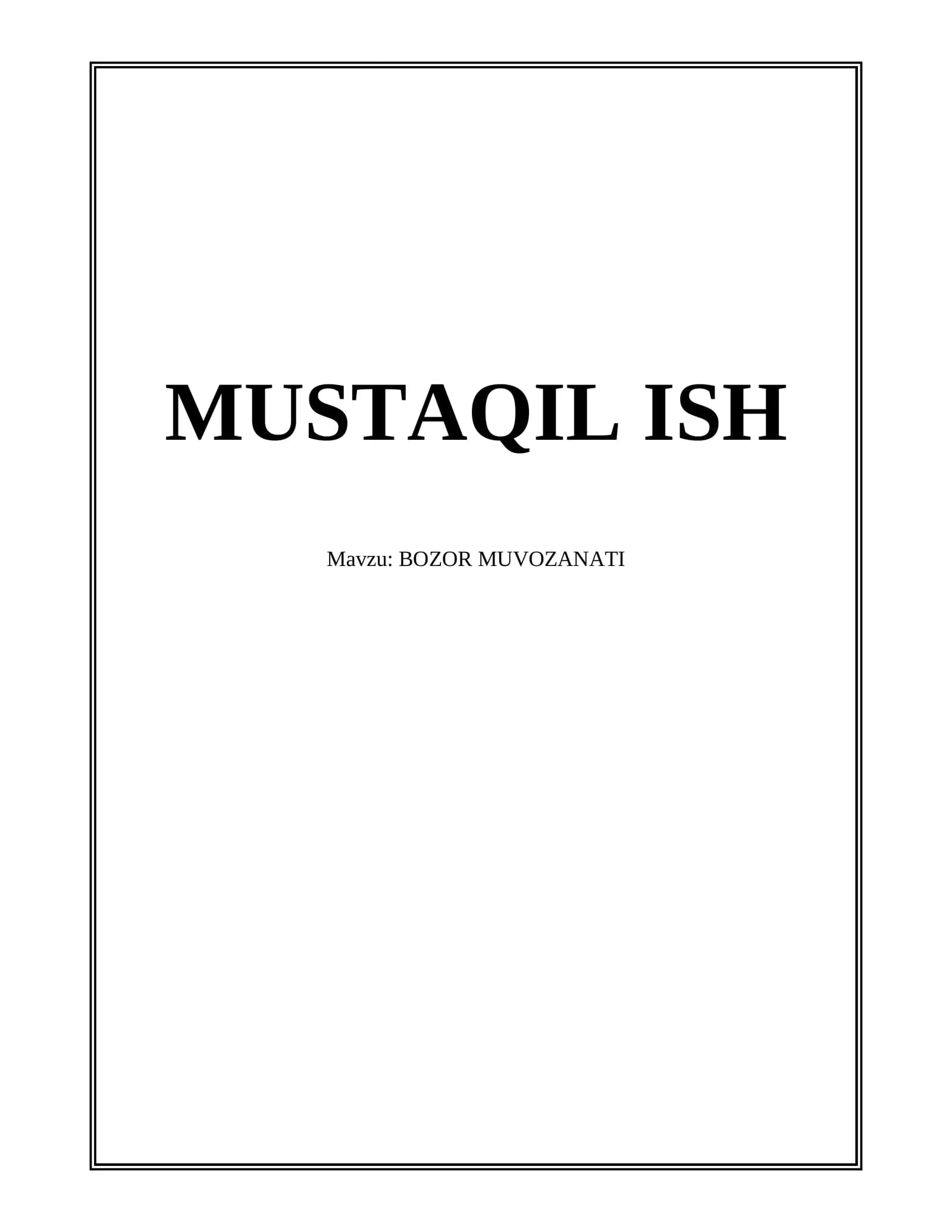 BOZOR MUVOZANATI