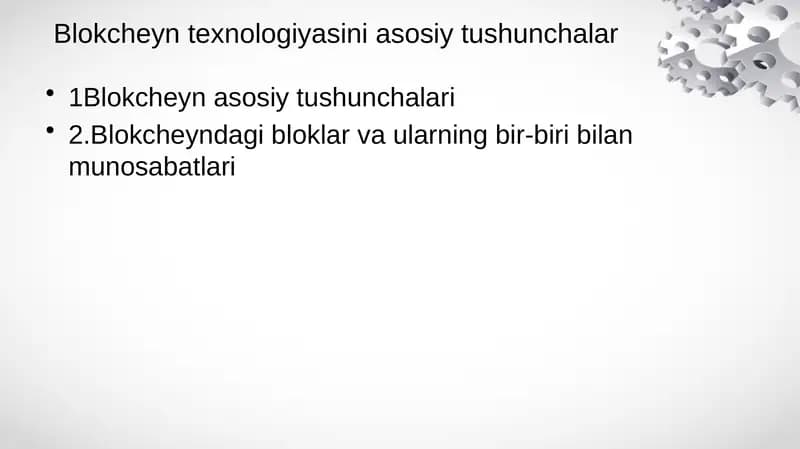 Blokcheyn texnologiyasini asosiy tushunchalar