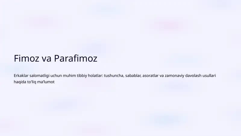 Fimoz va Parafimoz